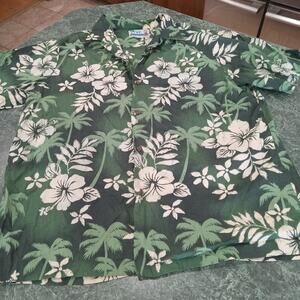Styled By RJC Mens VTG LG Tropical Floral Hawaiian Shirt 100% Cotton Made In USA